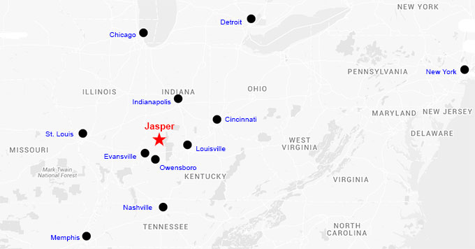 Dstance from Jasper Map