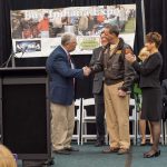 Recognition and congratulations to Reggie Joslin, Deputy for Small Business at NSWC Crane, for founding the Buy Indiana Expo and retirement at the end of April 2016, during opening ceremonies.